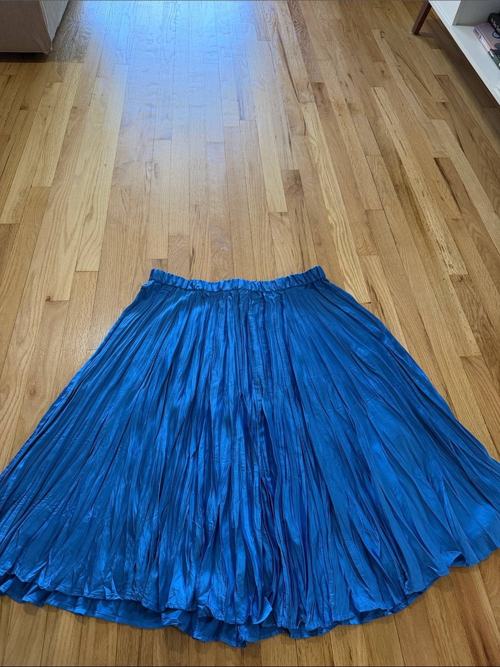 J. Jill Solstice Blue Cyan Satin Pleated Accordion Midi Skirt Sz L - Picture 1 of 6